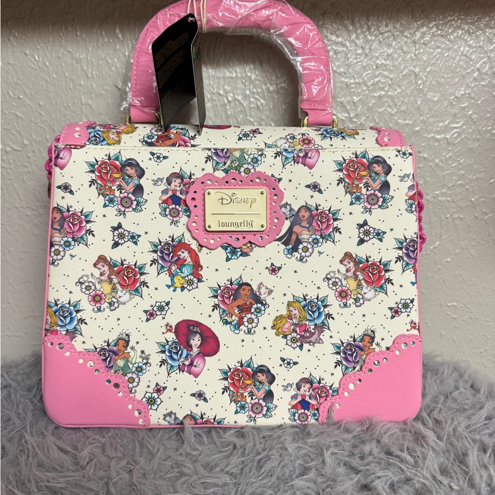 Loungefly Disney Princesses Cream and Pink Floral Satchel